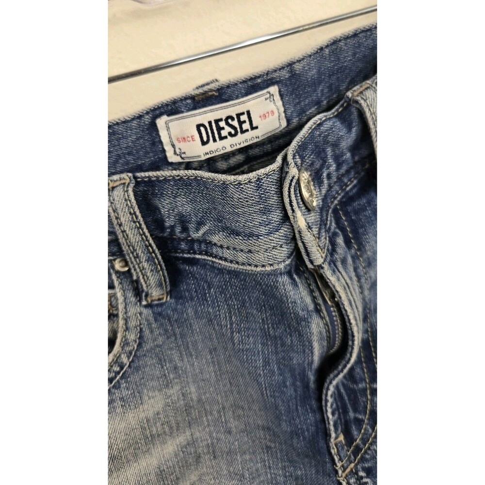 Diesel - Rolled Cuff Denim Shorts - Womens Sz 25 - Adj Waist - Blue - Vintage - Picture 6 of 13